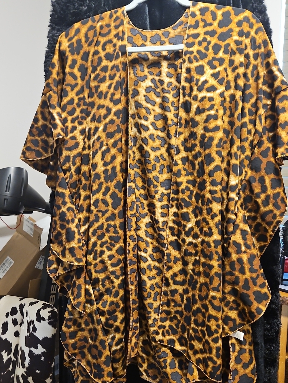 Leopard Print Kimono Cardigan - Bold Amber & Black